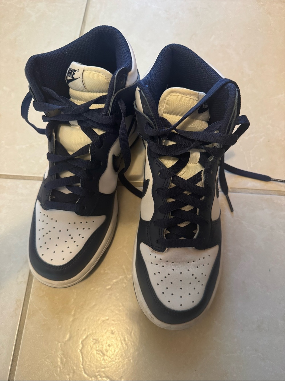 Nike Kids High-Top Sneakers in Navy and White